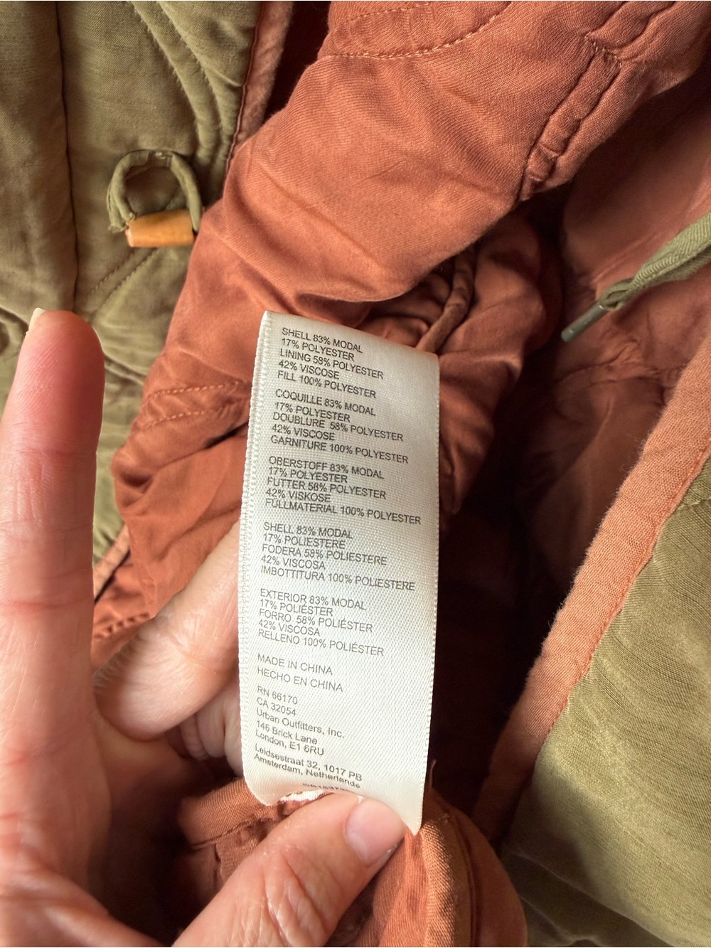 We The Free Lush It Duffle Coat Quilted Coat Army Green Brown Boho Soft Size M L - Picture 10 of 16